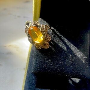 Topaz and marcasite ring antique